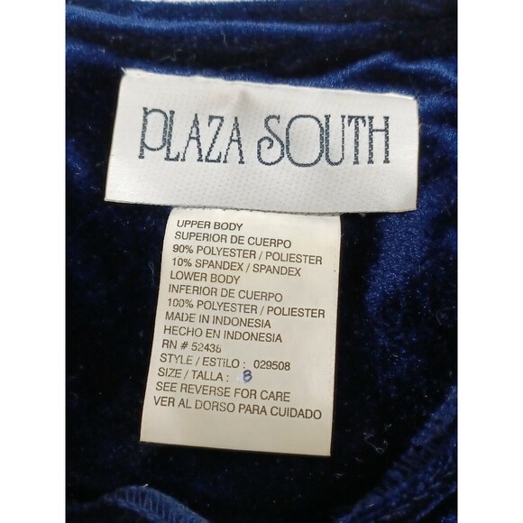 Plaza South Maxi Dress Navyblue Pleated Skirt Velour Top Short Sleeve Sz 8 - Picture 9 of 10